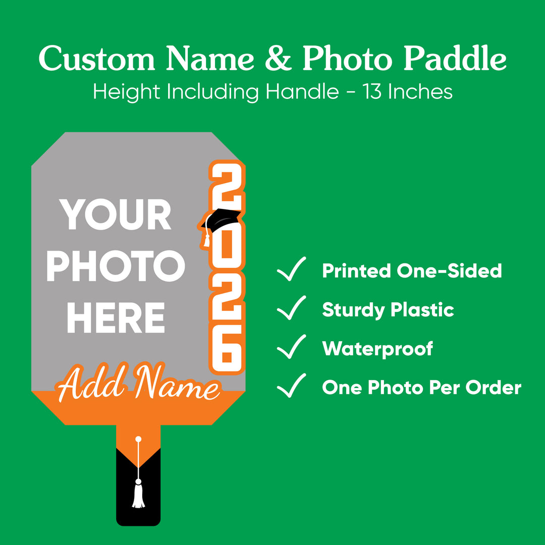 Custom Grad Orange Photo Paddle 1, 3, 6, or 12 Ct