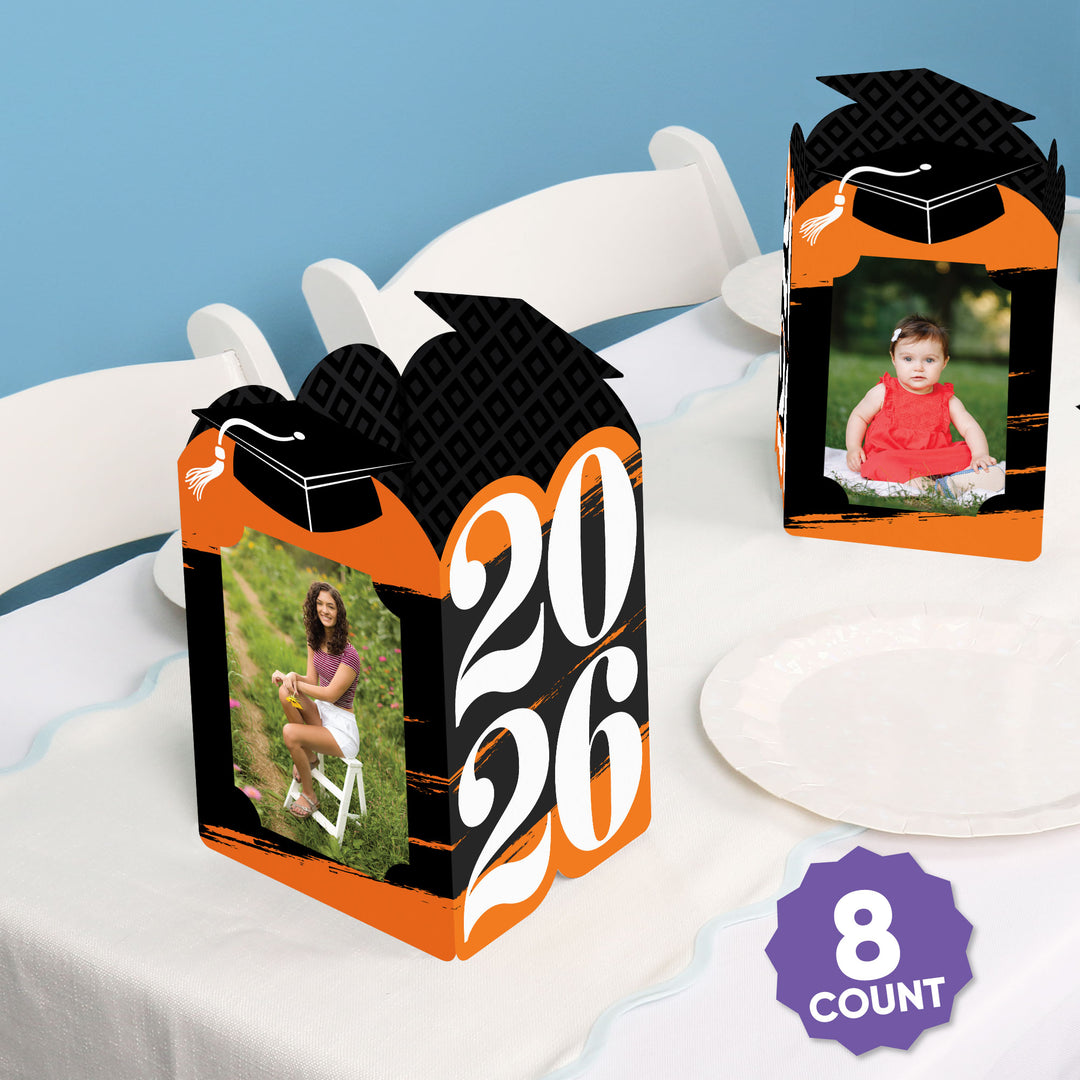 Set of 8 orange graduation photo holder centerpieces included