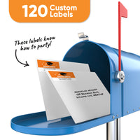 Custom Text Orange Graduation Return Address Labels - 120 Ct