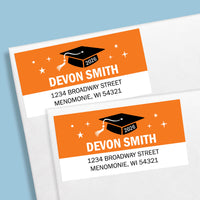 Custom Text Orange Graduation Return Address Labels - 120 Ct