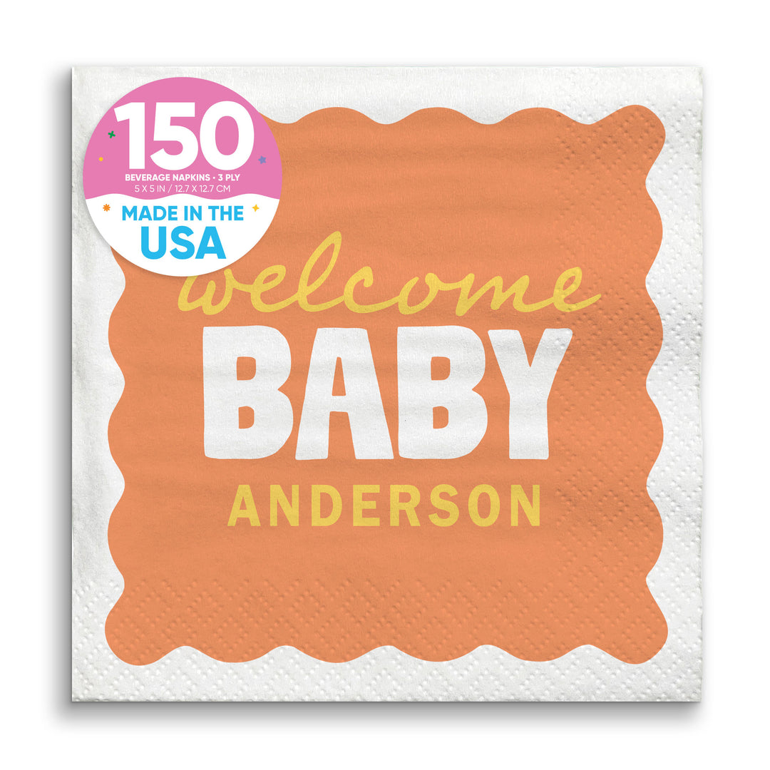 Orange and yellow baby shower beverage napkins 150 count main image 