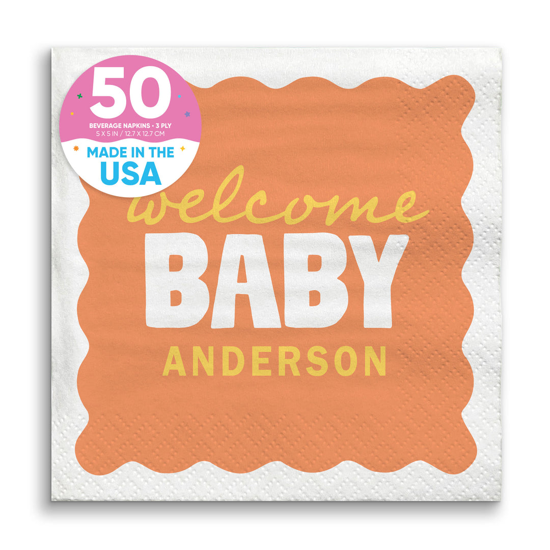 Orange and yellow baby shower beverage napkins 50 count main image 