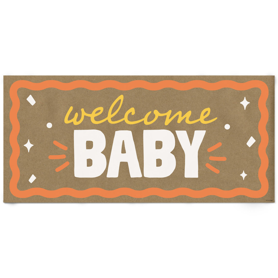 Orange and yellow welcome baby banner main image 