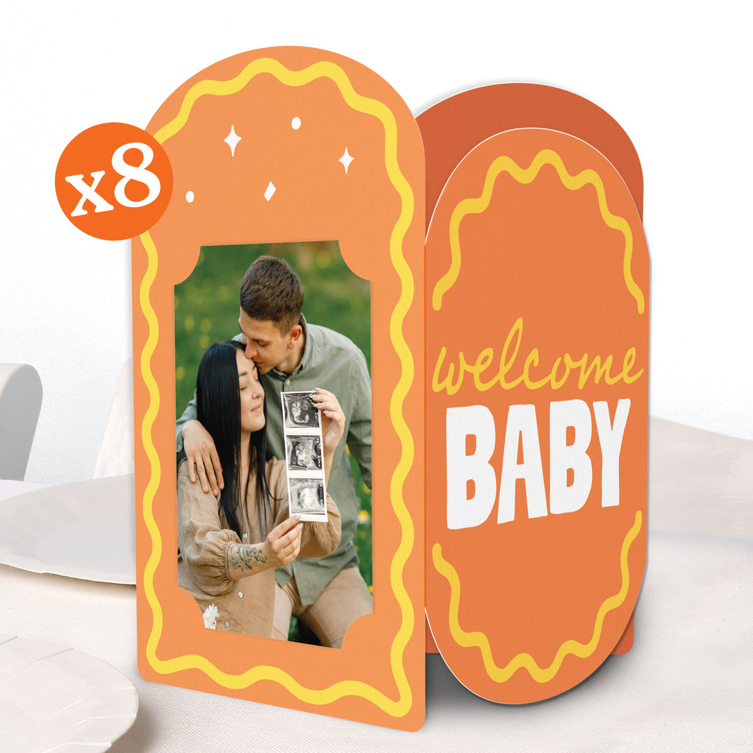 Orange and yellow baby shower photo centerpieces main image 