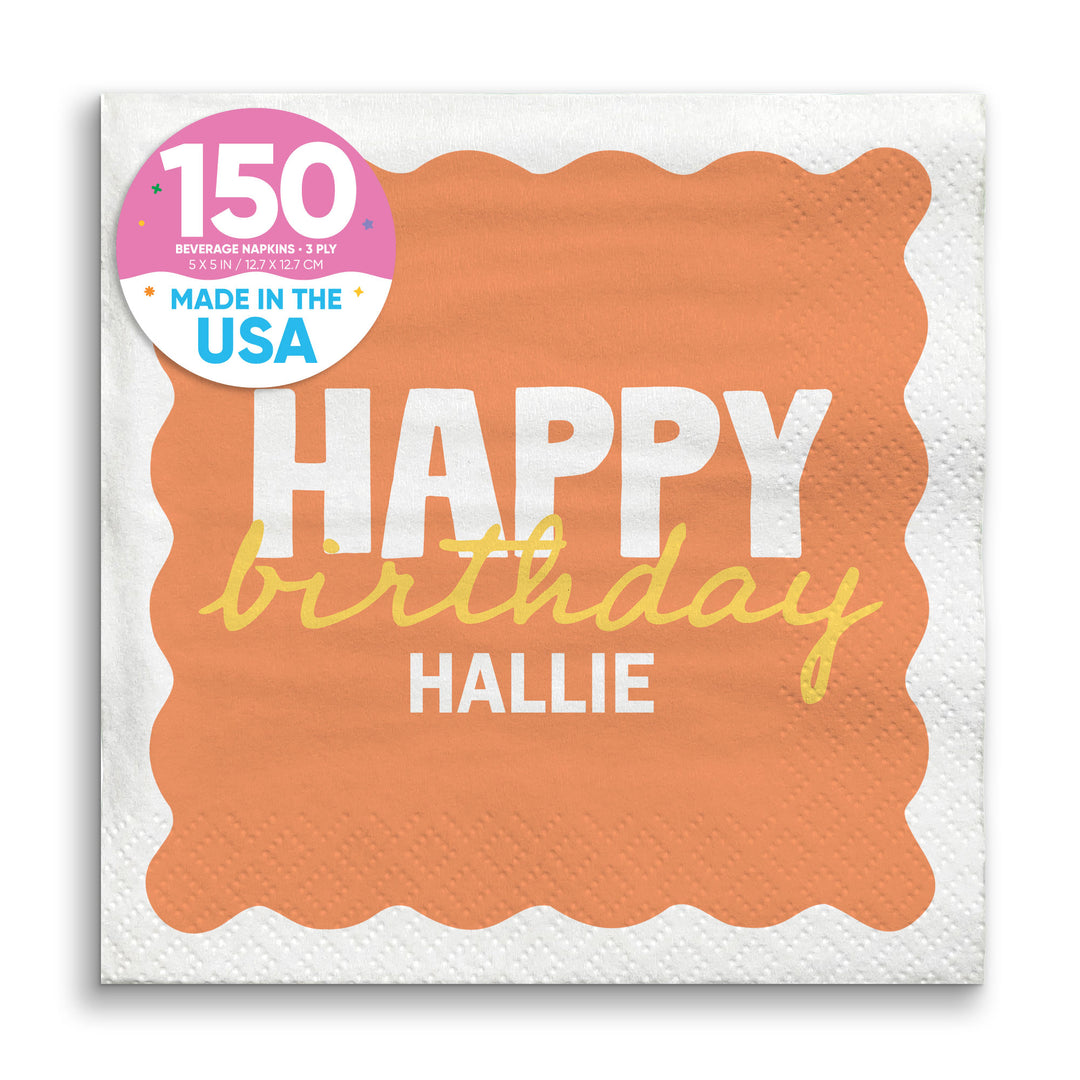 Orange and yellow birthday beverage napkins 150 count main image 
