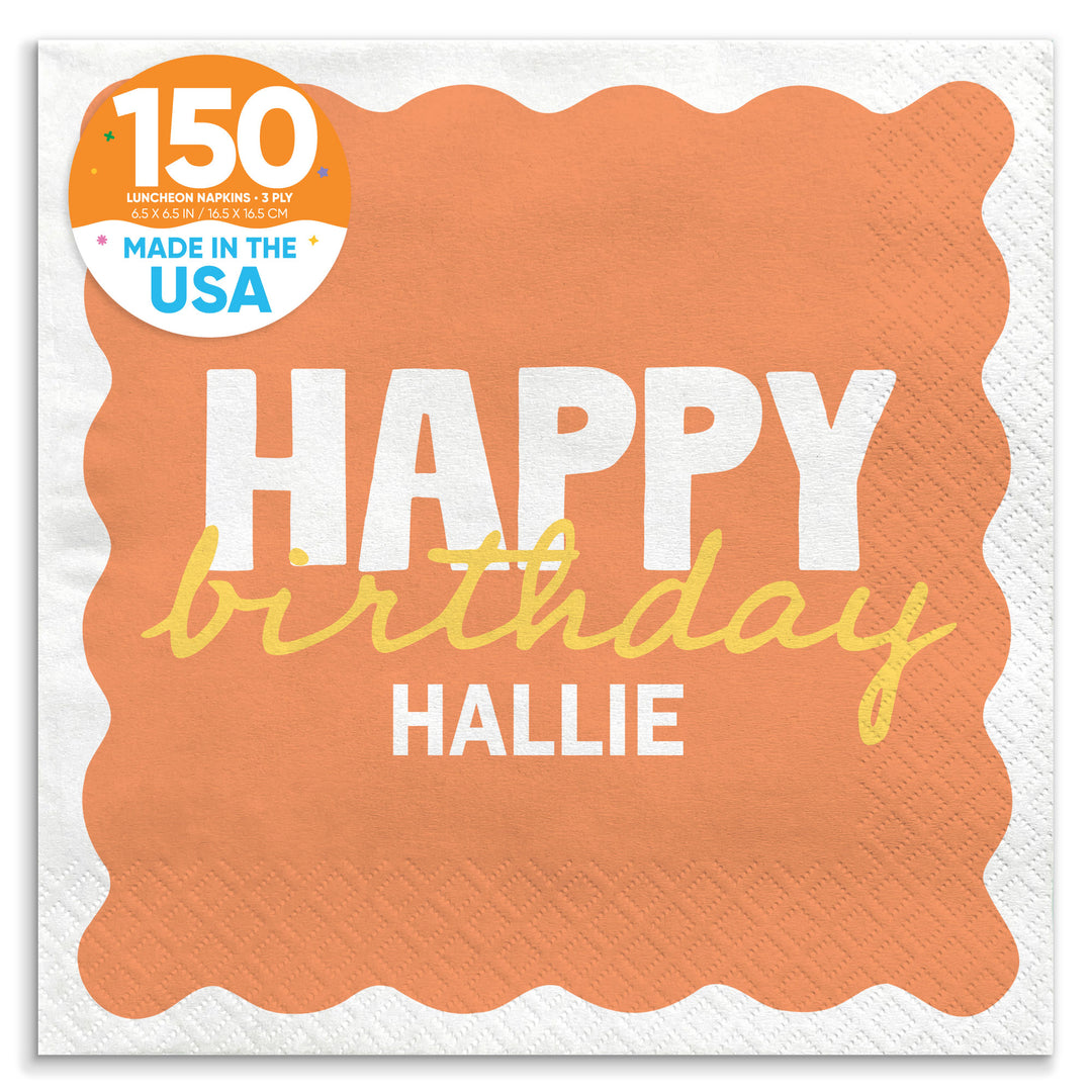 Orange and yellow birthday luncheon napkins 150 count main image 