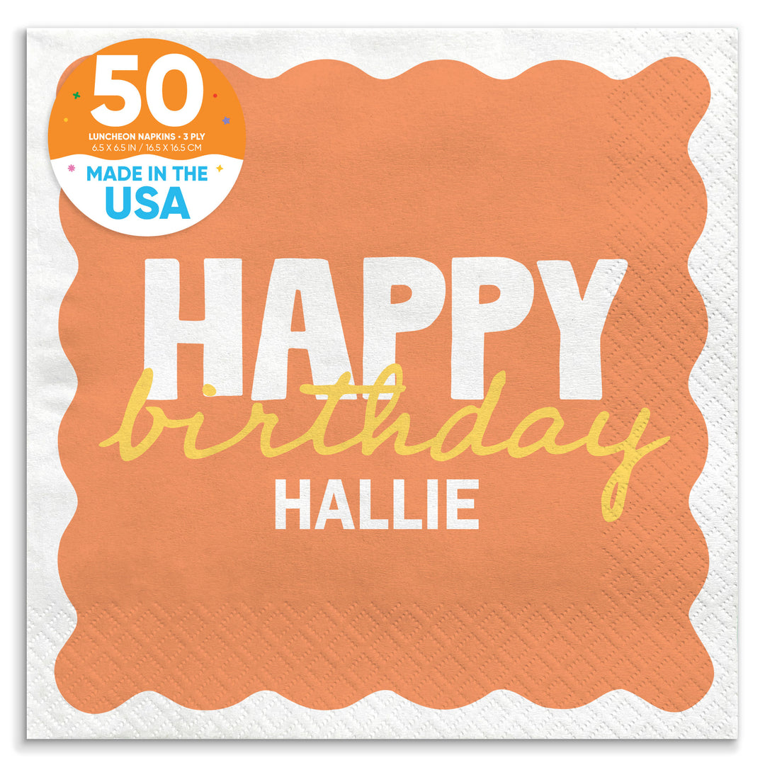 Orange and yellow birthday luncheon napkins 50 count main image 