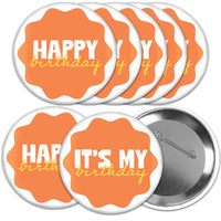 Orange and yellow wavy birthday buttons set main image