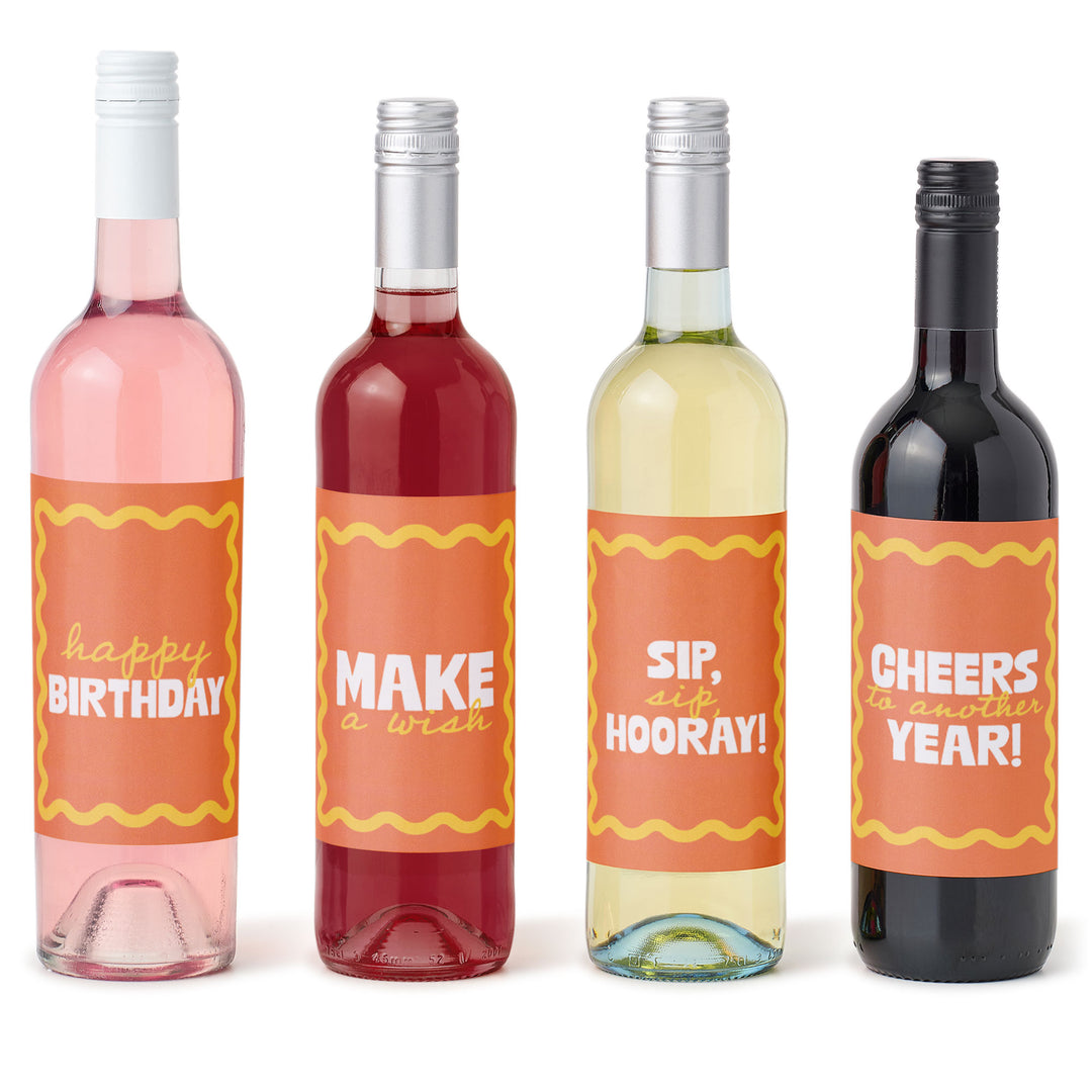 Orange and yellow wine bottle labels main image