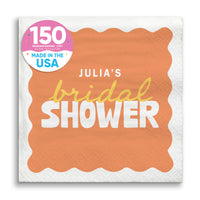 Orange and Yellow Custom bridal shower beverage napkins 150 Count