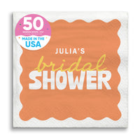 Orange and Yellow Custom bridal shower beverage napkins 50 Count