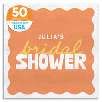 Orange and Yellow Custom bridal shower luncheon napkins 50 Count
