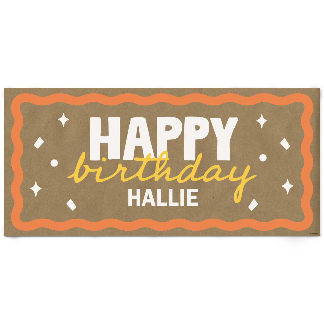 Orange and yellow custom birthday kraft banner main image