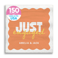 Orange and Yellow Custom retro engagement party beverage napkins 150 Count