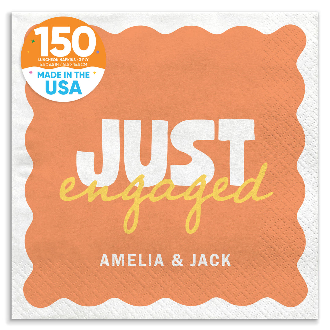 Orange and Yellow Custom retro engagement party luncheon napkins 150 Count