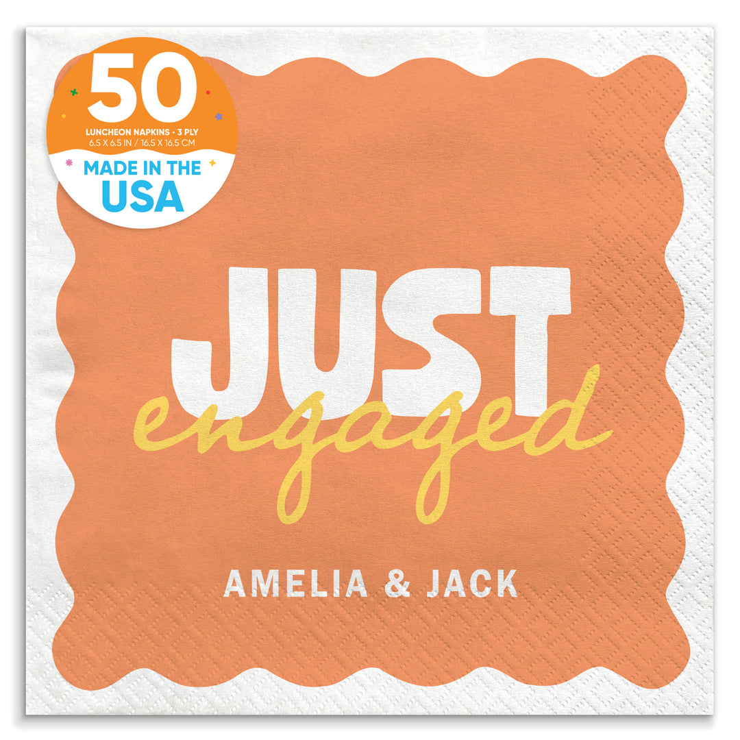 Orange and Yellow Custom engagement party luncheon napkins 150 Count