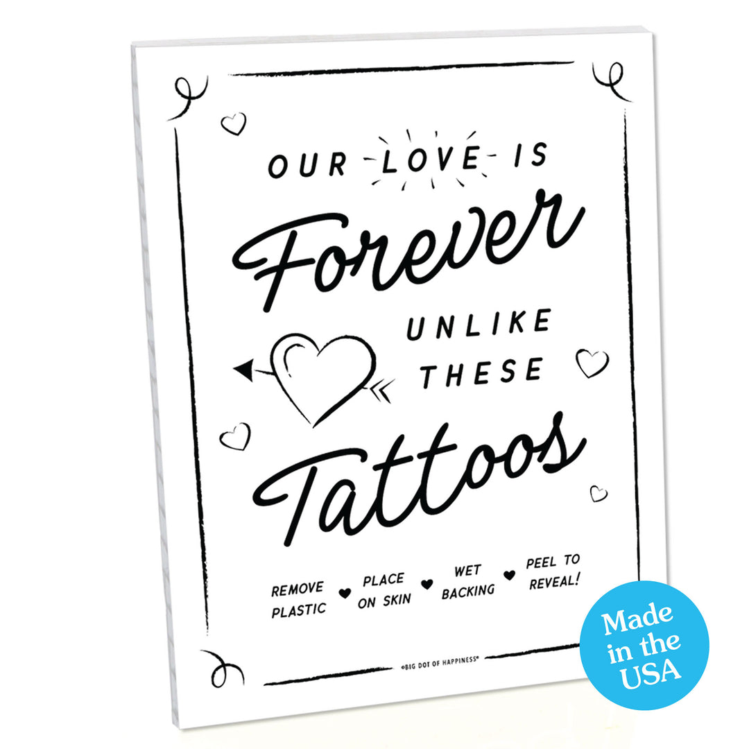 Temporary Tattoo Station Sign - Black & White