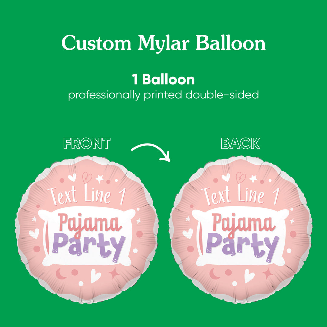 Custom Text Balloon - Pajama Party - Double Sided - 1 Ct