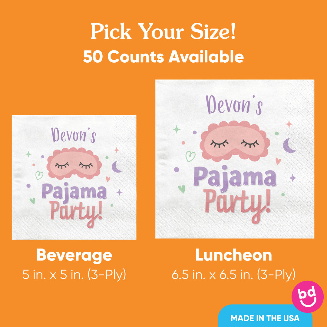 Custom Text Napkins - Pajama Party