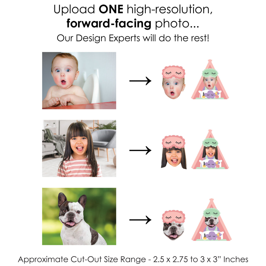 Custom Photo Pajama Party Fun Face Cut-Out Stickers - Set of 24