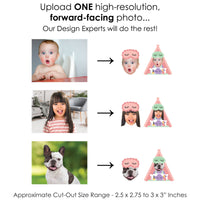 Custom Photo Pajama Party Fun Face Cut-Out Stickers - Set of 24