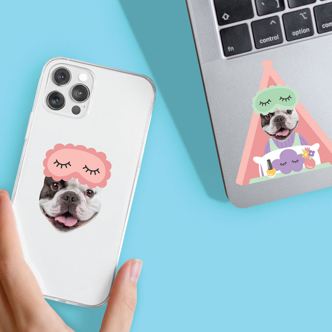 Custom Photo Pajama Party Fun Face Cut-Out Stickers - Set of 24