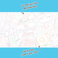 Slumber party doodles coloring table runner close-up design