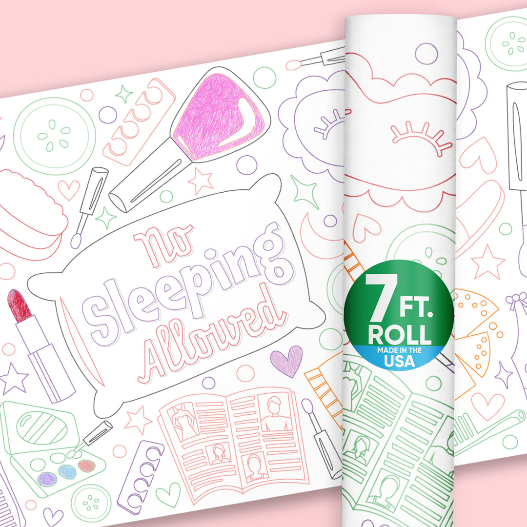Pajama slumber party coloring table runner kids party activity