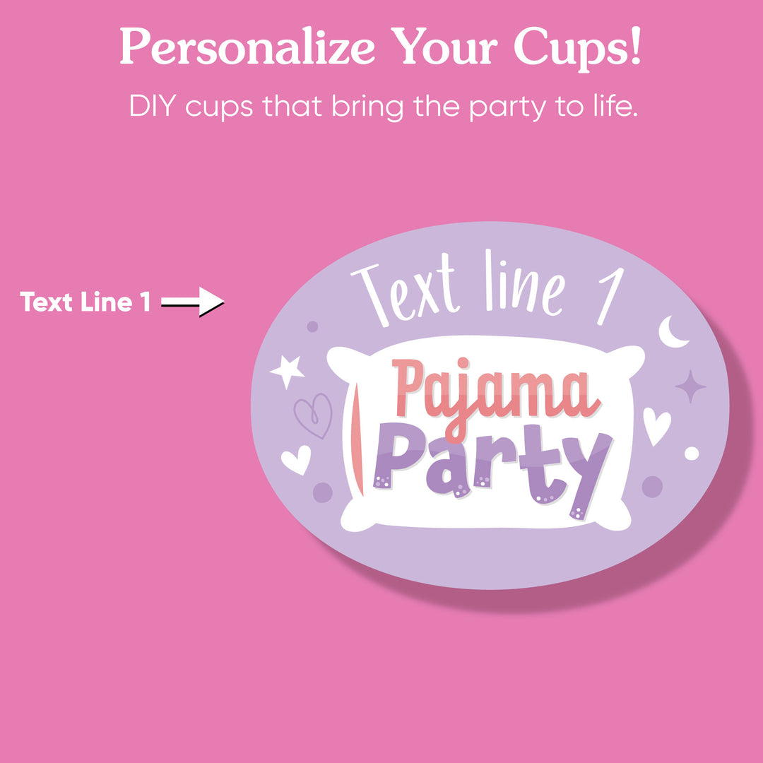 Custom Text Party Cups - Pajama Party - 16 Ct