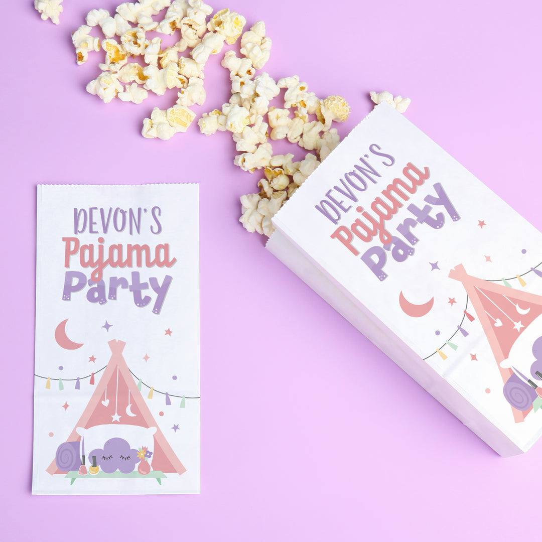 Custom Text Popcorn Bag - Pajama Party - 25 Ct
