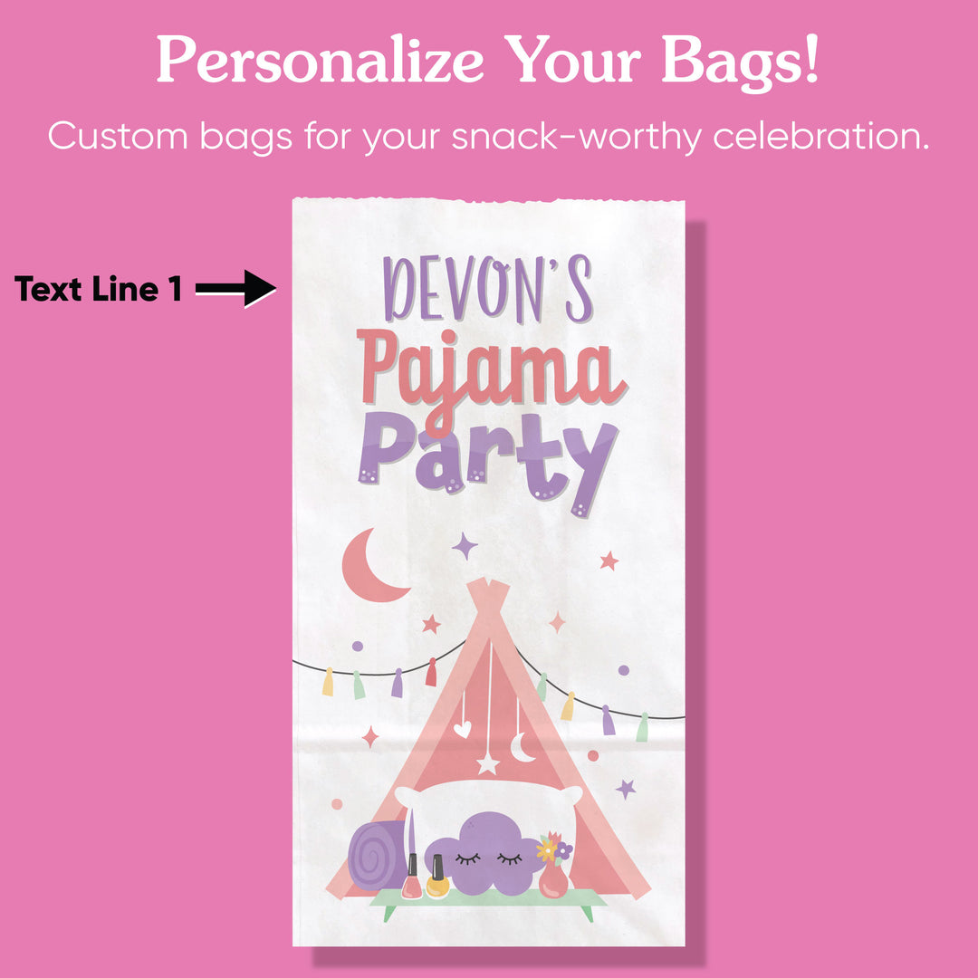Custom Text Popcorn Bag - Pajama Party - 25 Ct
