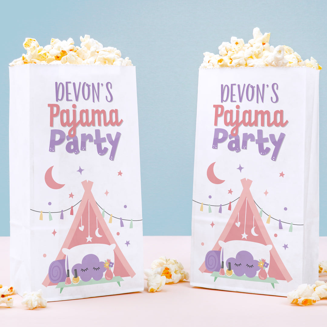 Custom Text Popcorn Bag - Pajama Party - 25 Ct