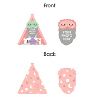 Custom Photo Pajama Slumber Party - Girls Sleepover Birthday Party DIY Shaped Fun Face Cut-Outs - 24 Count