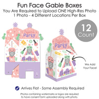 Custom Photo Pajama Slumber Party - Girls Sleepover Birthday Treat Box Party Favors - Fun Face Goodie Gable Boxes - Set of 12