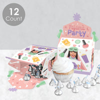 Custom Photo Pajama Slumber Party - Girls Sleepover Birthday Treat Box Party Favors - Fun Face Goodie Gable Boxes - Set of 12