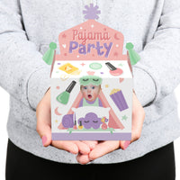 Custom Photo Pajama Slumber Party - Girls Sleepover Birthday Treat Box Party Favors - Fun Face Goodie Gable Boxes - Set of 12