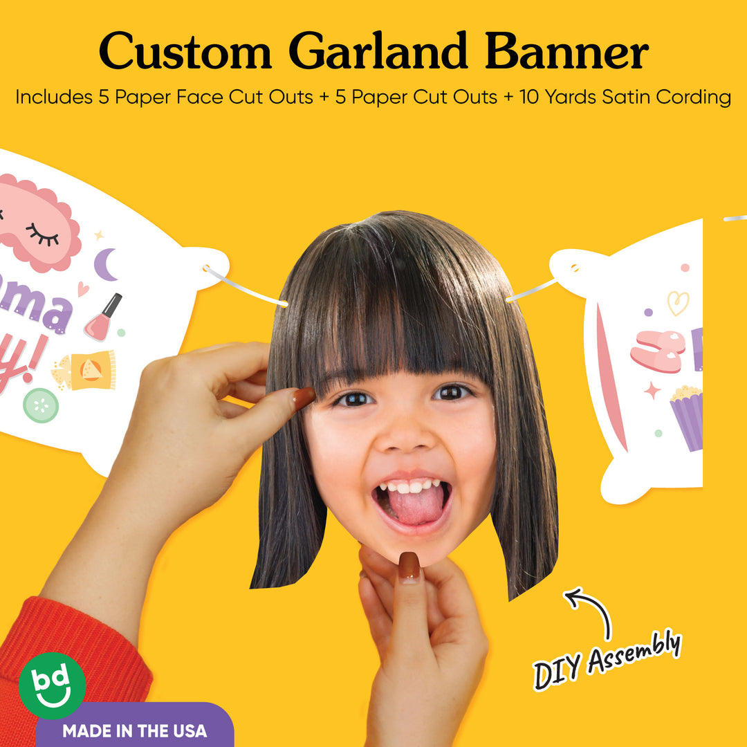 Custom Face Pajama Slumber Party Garland Banner
