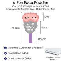 Custom Photo Pajama Slumber Party - Girls Sleepover Birthday Party Head Cut Out Photo Booth and Fan Props - Fun Face Cutout Paddles - Set of 6