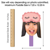 Custom Photo Pajama Slumber Party - Girls Sleepover Birthday Party Head Cut Out Photo Booth and Fan Props - Fun Face Cutout Paddles - Set of 6