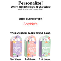 Custom Text Pajama Slumber Party Paper Favor Bags - 12 Ct