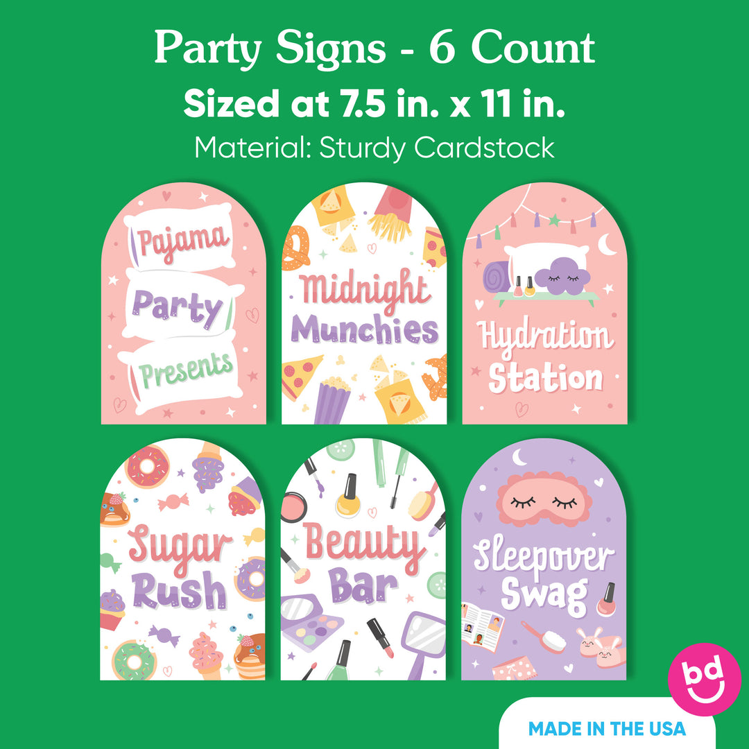 Pajama Slumber Party Signs Set - 6 Ct