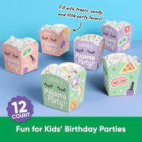 Custom Text Pajama Slumber Party Treat Boxes - 12 Ct