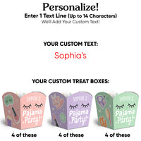 Custom Text Pajama Slumber Party Treat Boxes - 12 Ct