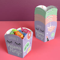 Custom Text Pajama Slumber Party Treat Boxes - 12 Ct