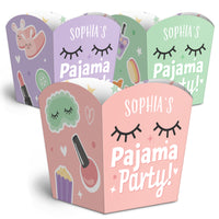 Custom Text Pajama Slumber Party Treat Boxes - 12 Ct