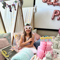 Pajama Slumber Party Glasses and Masks - Paper Card Stock Girls Sleepover Birthday Party Photo Booth Props Kit - 10 Count