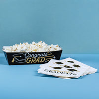 Black and Gold Graduation Paper Food Trays