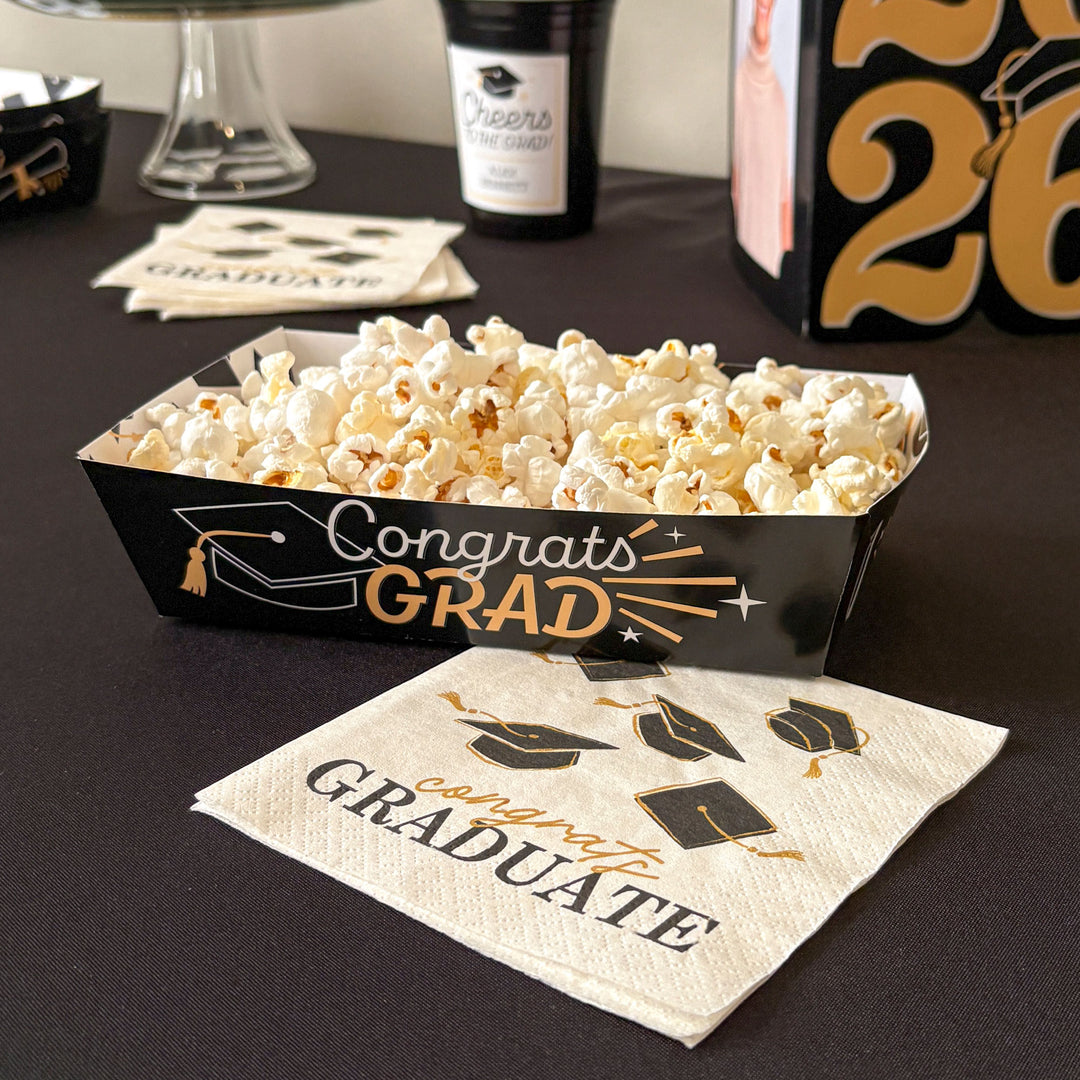 Napkins - Black and Gold Graduation - 24 Ct