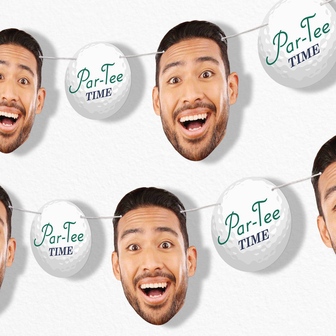 String of custom face garland banner  golf themed
