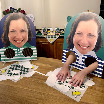 Custom Photo Par-Tee Time - Golf - Fun Face Birthday or Retirement Party Activity - 2 Player Build-A-Face Party Game